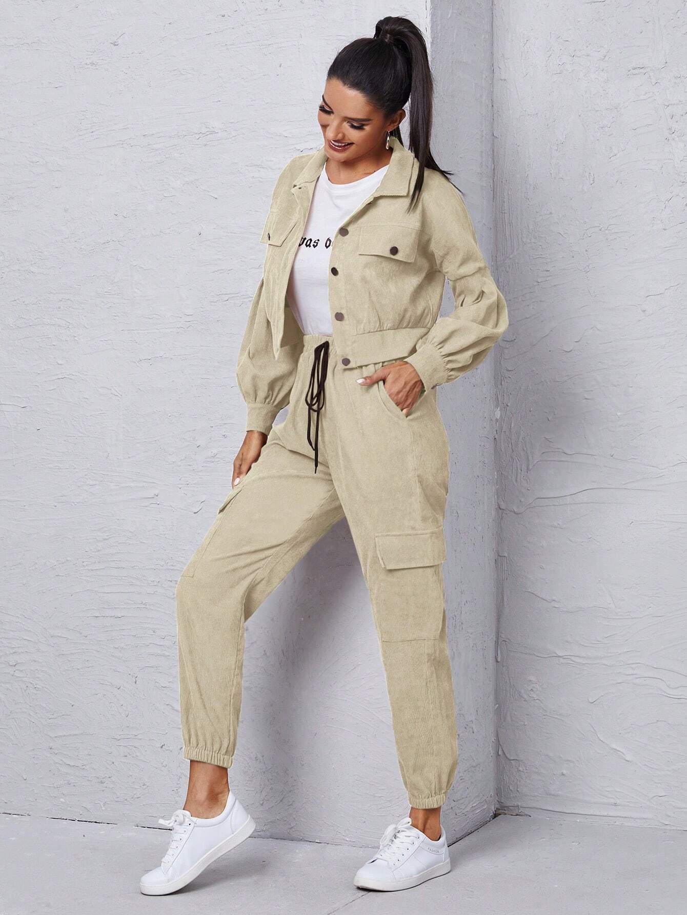 Long Sleeve Jacket With Cargo PantsLong Sleeve Jacket With Cargo Pants - Image 28