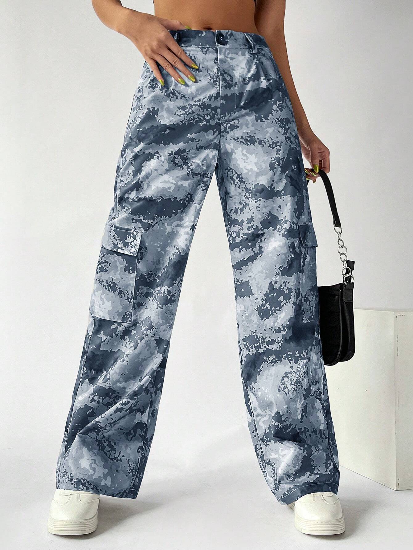 Camo Print Gorpcore Cargo Pants – lifestyle view 14