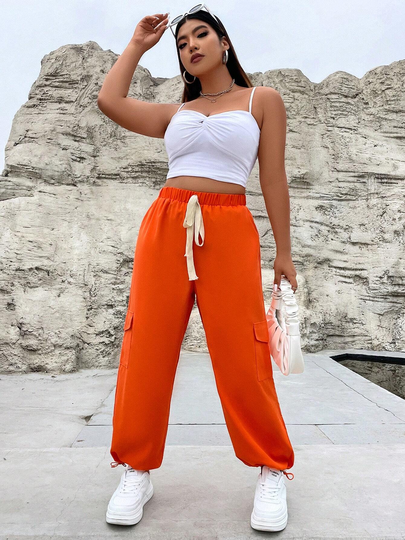 Flap Pocket Side Drawstring Waist Cargo Pants Style 6 – side profile view