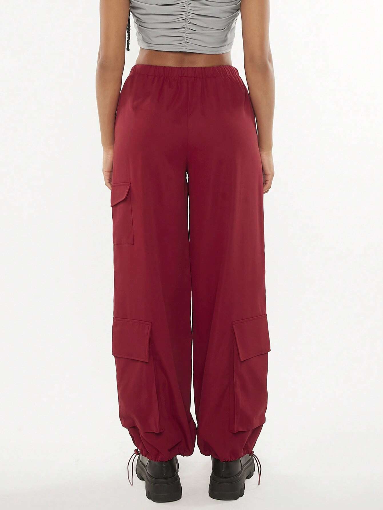 Loose Fit Drawstring Cargo Pants – back view detail
