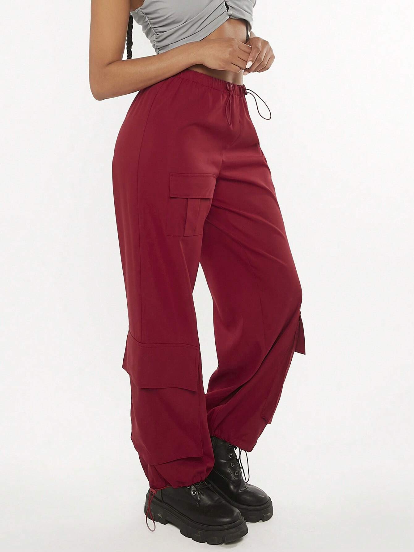 Loose Fit Drawstring Cargo Pants