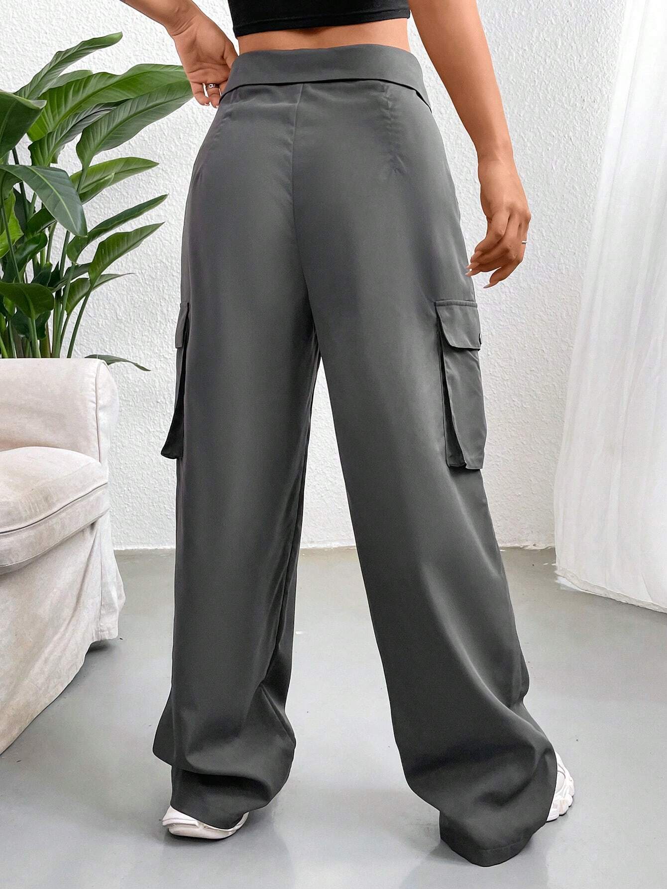 Versatile Cargo Pants With Side Flap Pockets Style 1 – side profile view