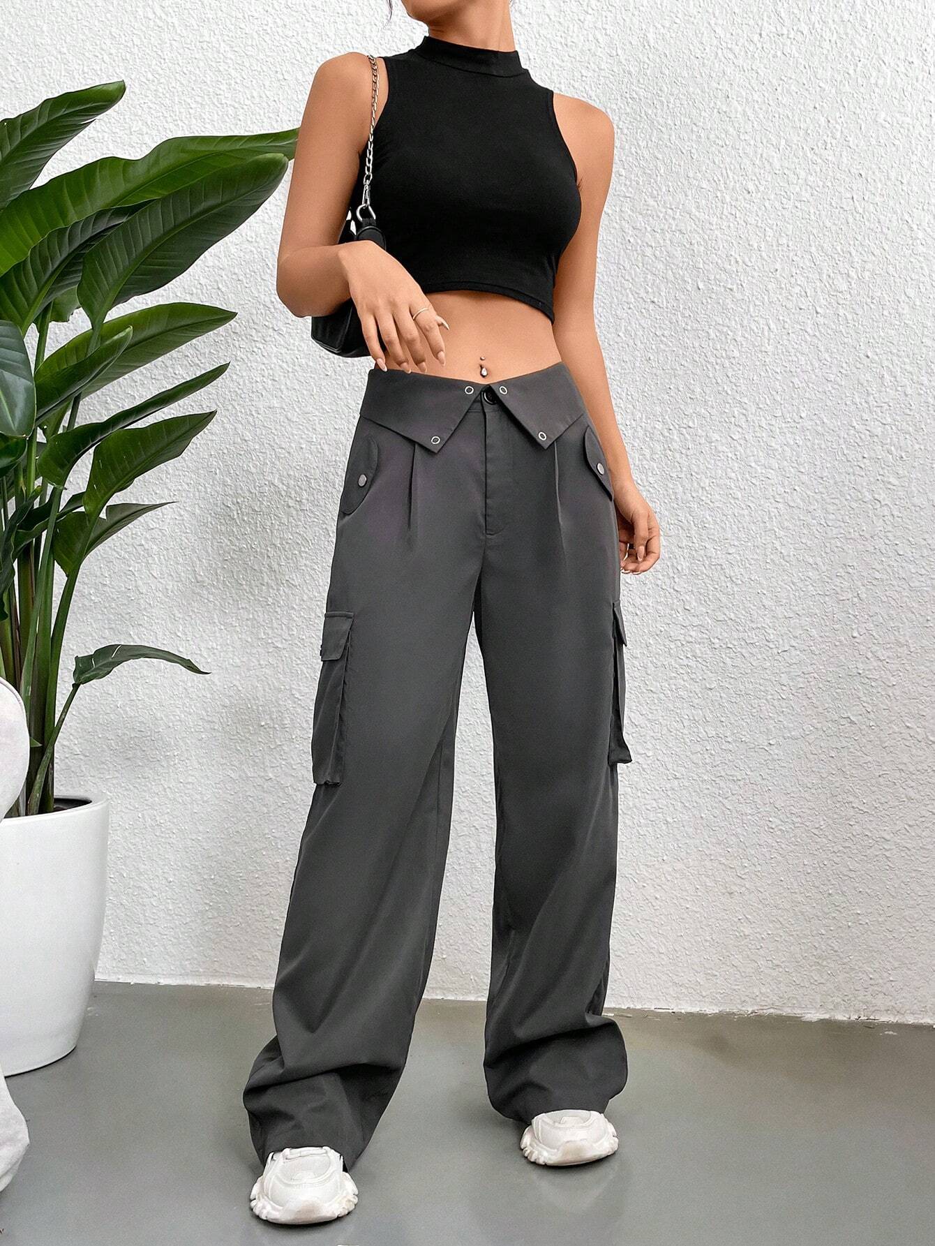 Versatile Cargo Pants With Side Flap Pockets Style 1 – full length outfit view