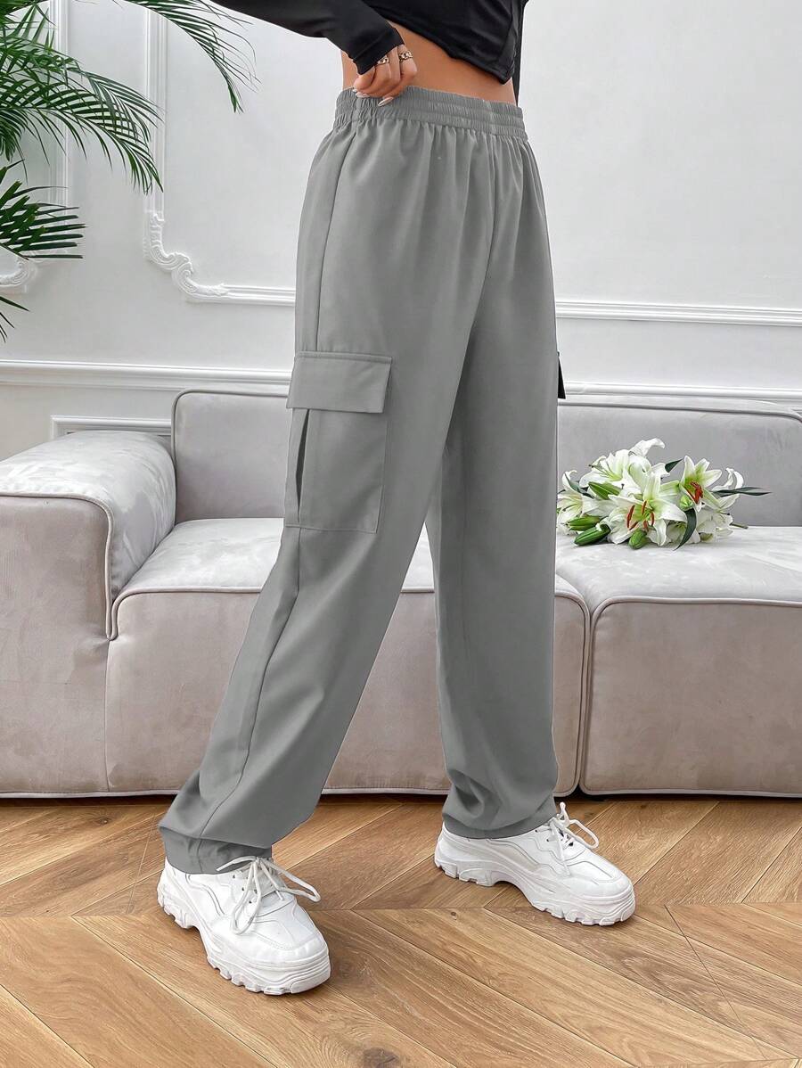 High Waist Side Pocket Flap Cargo Pants – lifestyle view 15