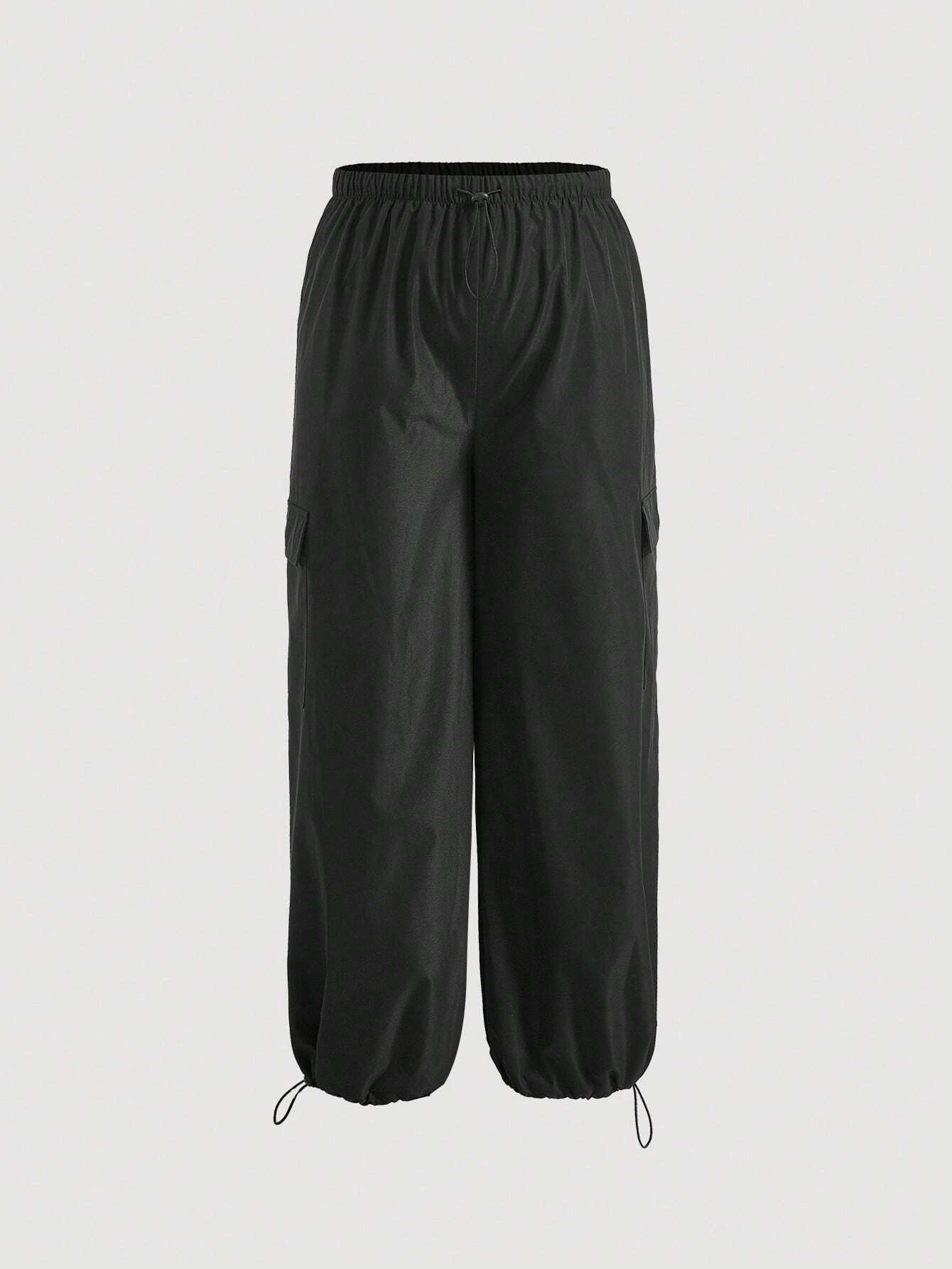 Utility Style Drawstring Cargo Pants – side profile view