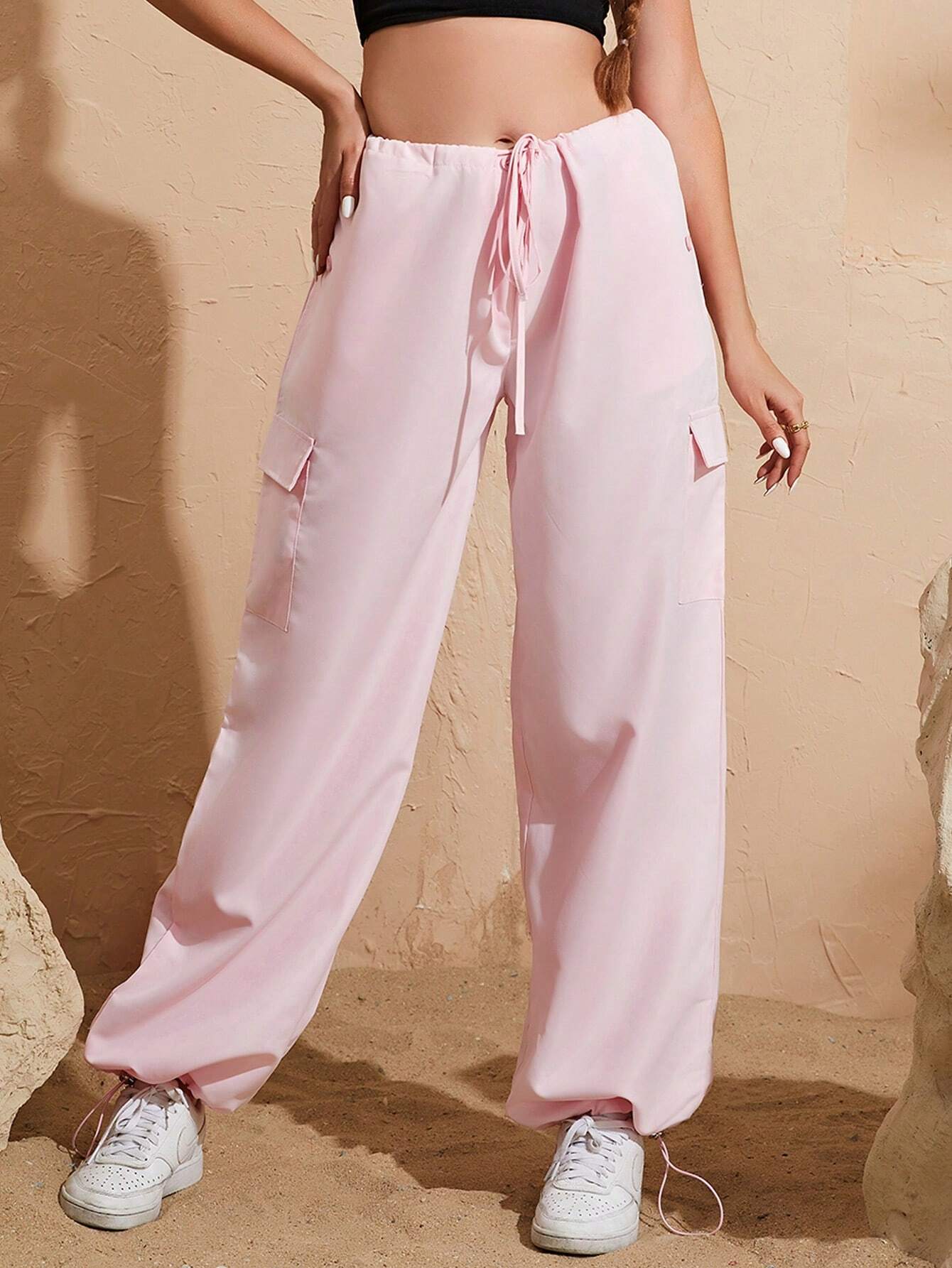 Plain Drop Waist Cargo Pant – women's cargo pants front view