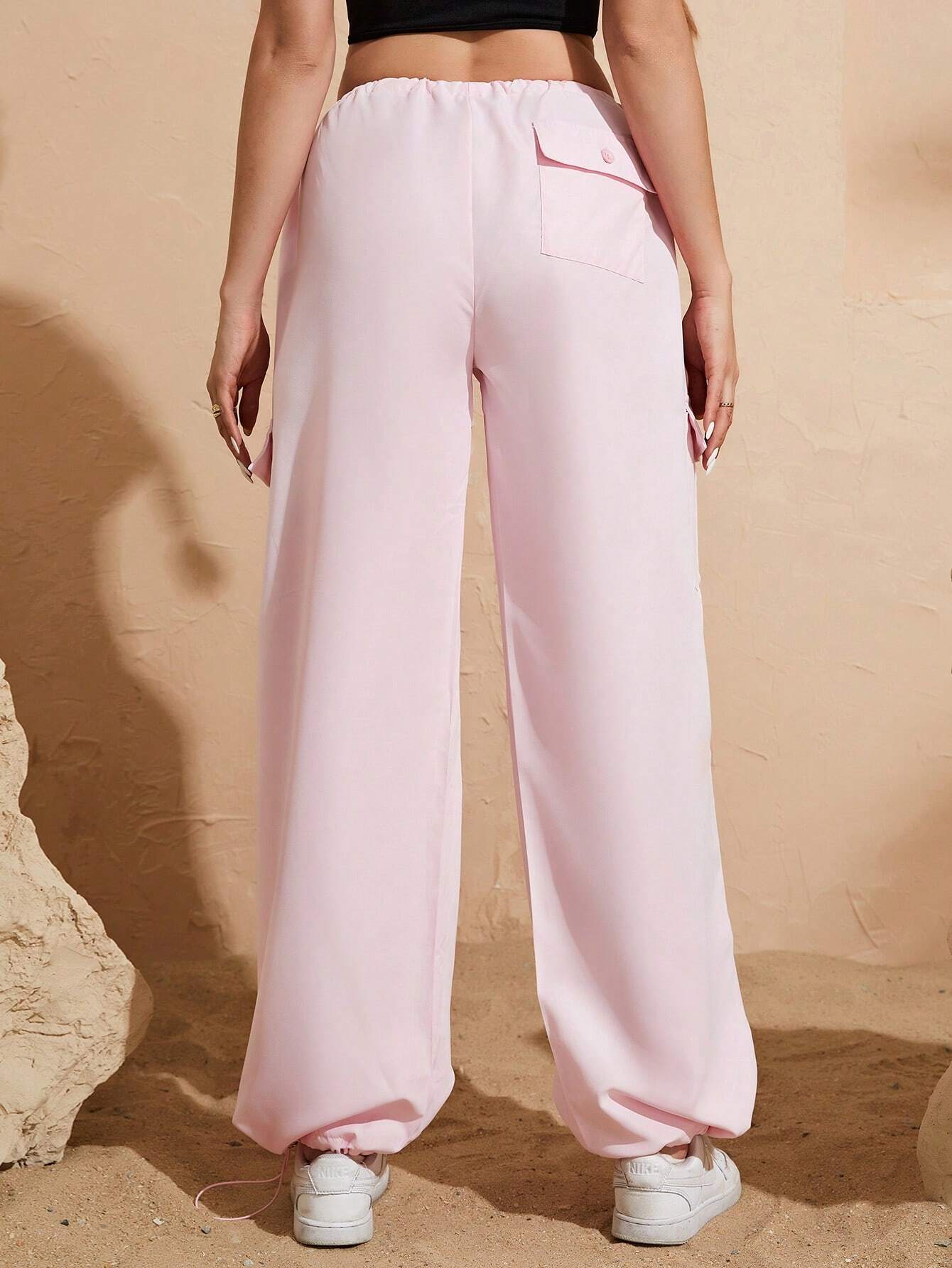 Plain Drop Waist Cargo Pant – back view detail