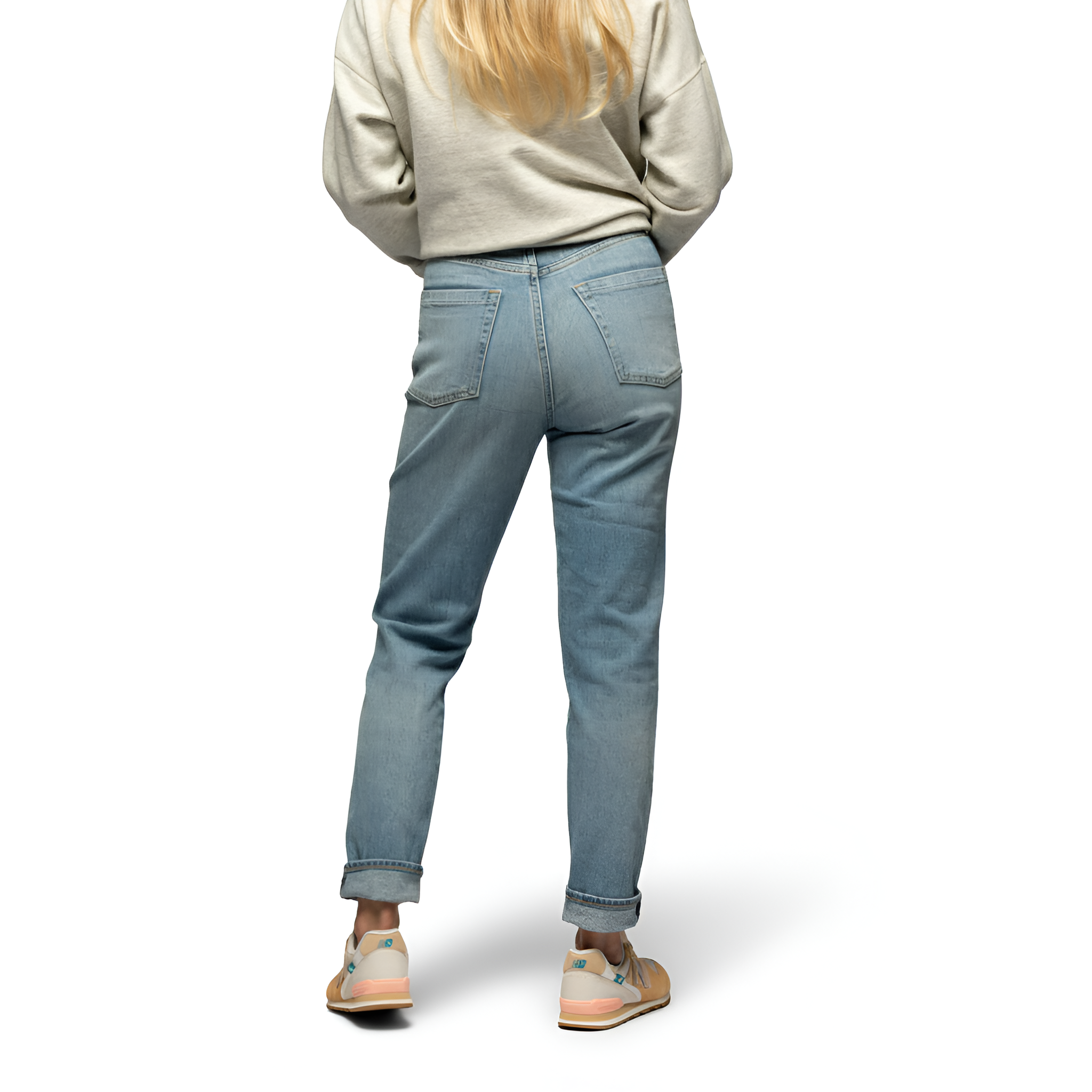 Women's High Rise Straight Jeans With Soft Stretch – back view detail
