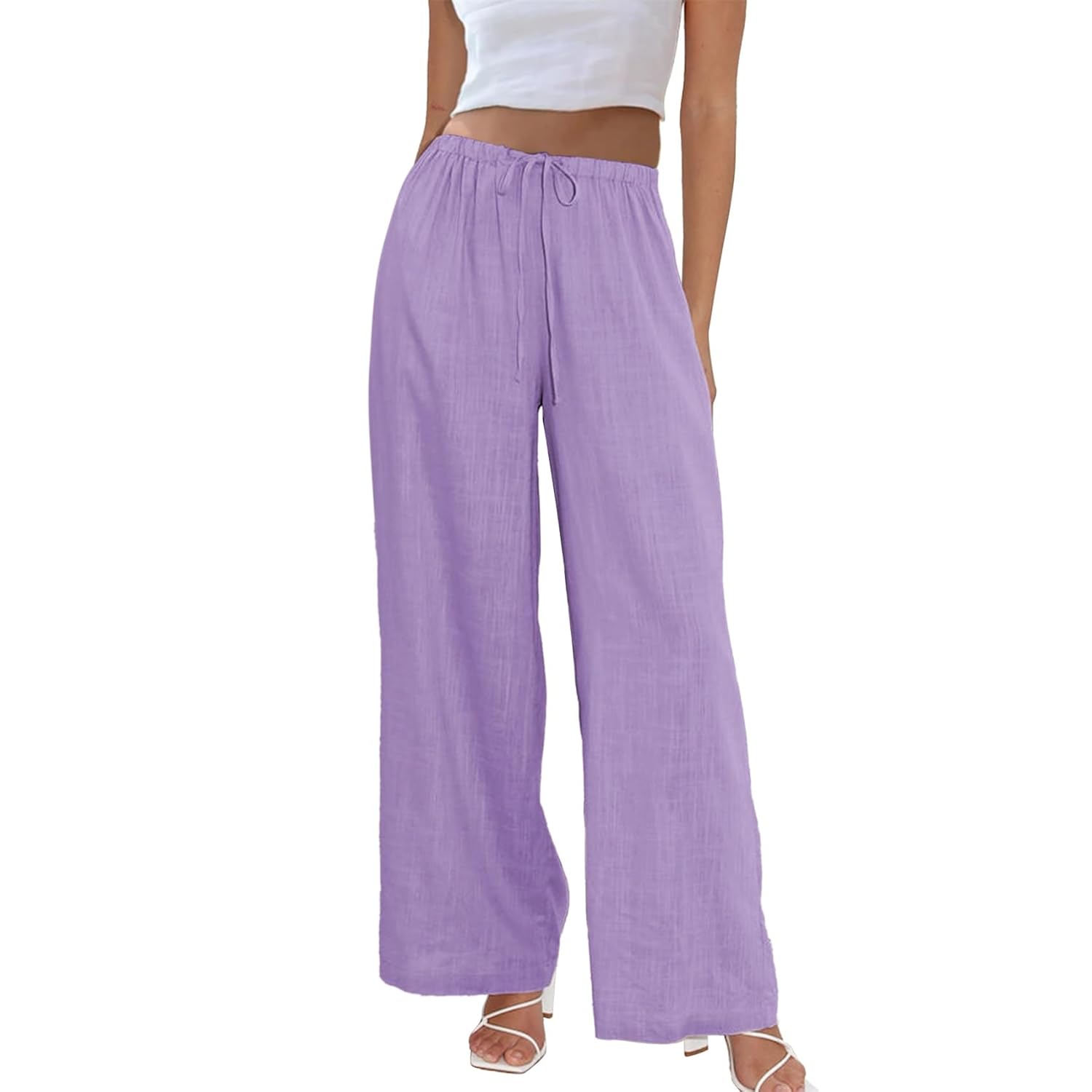 Casual Wide Palazzo Pants With Drawstring For Women
