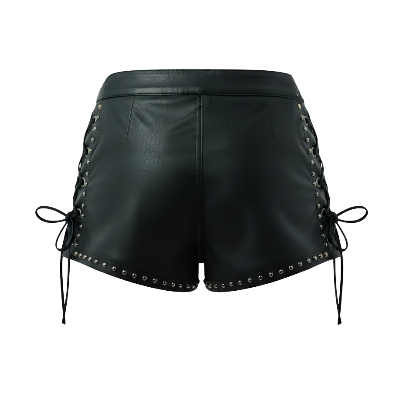 Mini Gypsy Studded Lace Up Leather Shorts