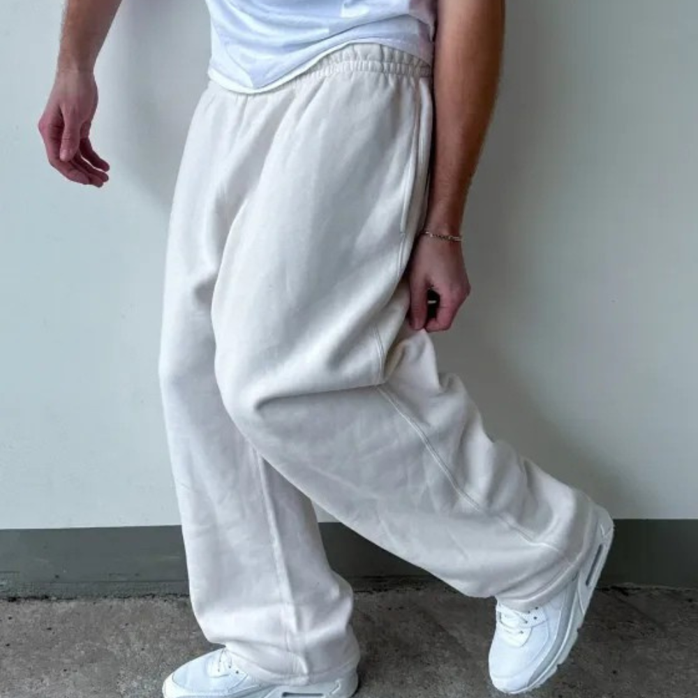 Straight Dual Stripe Fleece Pants For Everyday Wear – side profile view