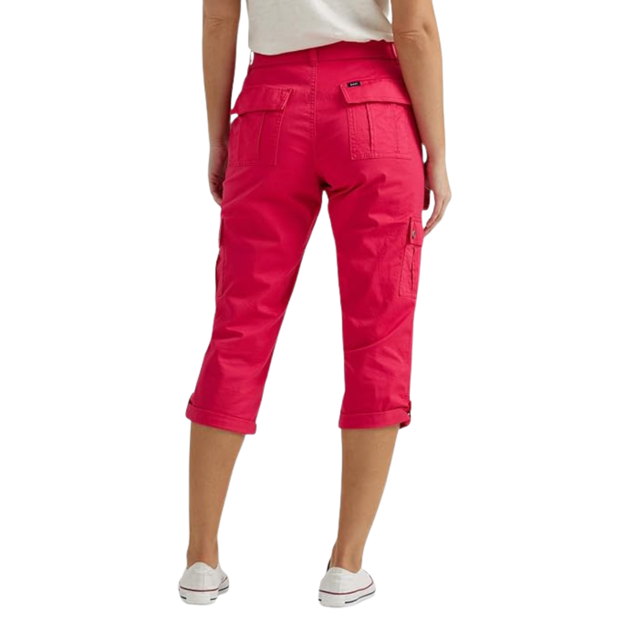 Comfortable And Casual Utility Capri Pants With Pockets For Women – back view detail