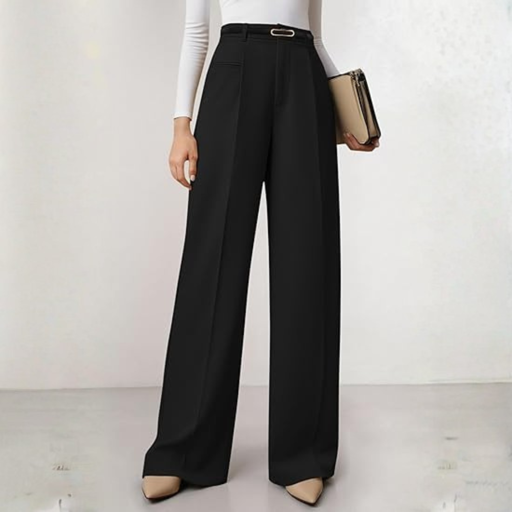 Wide Fit Casual Flowy Work Palazzo Pants For Women – women's cargo pants front view