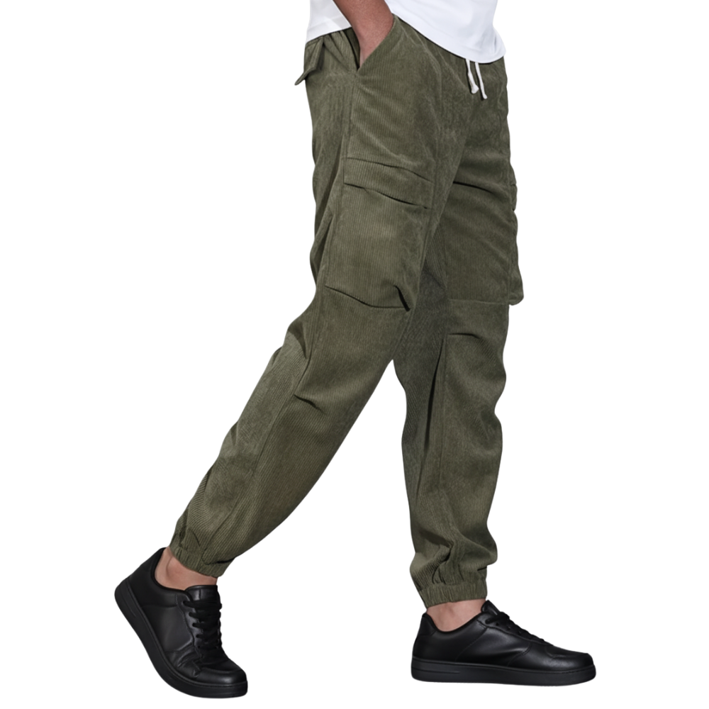 Modern Corduroy Cargo Pants For Men – pocket detail close-up