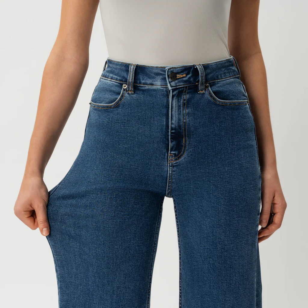 Women's High Rise Wide Denim Jeans – side profile view
