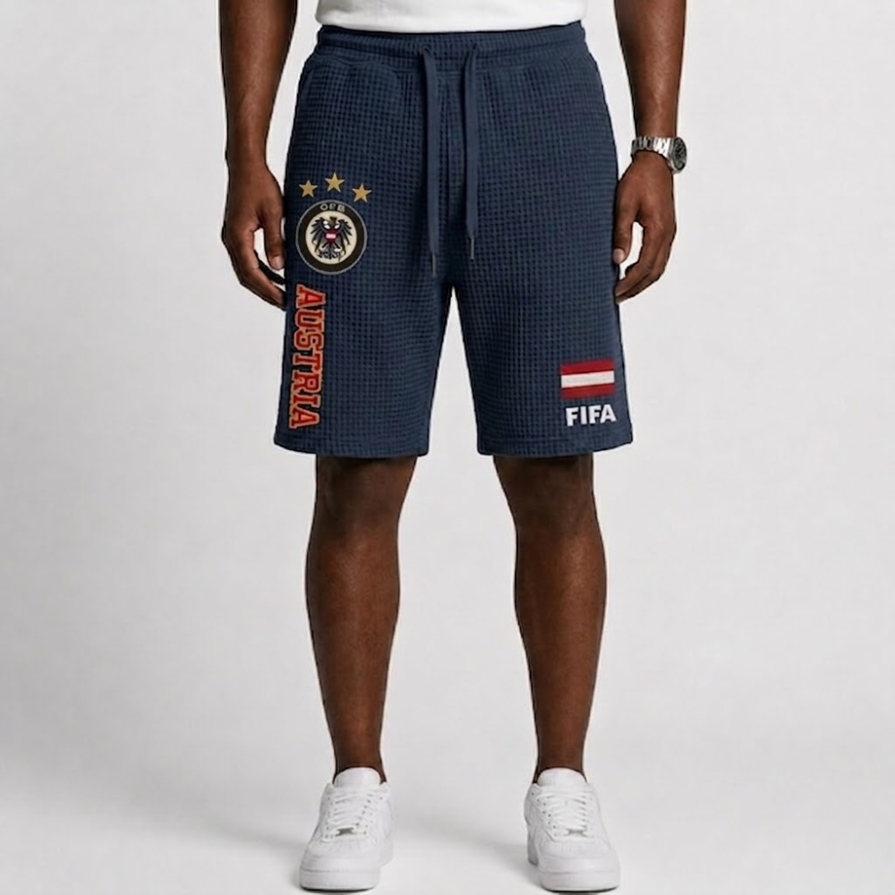 FIFA 2026 Austria Printed Waffle Football Fan Shorts