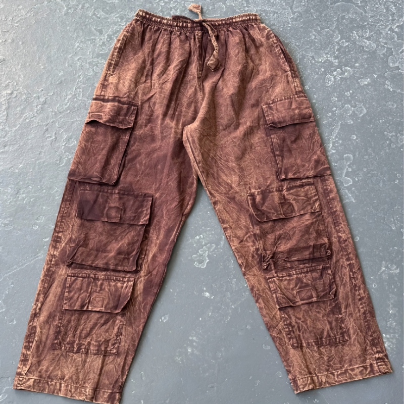  Stonewashed Cotton Cargo Pants