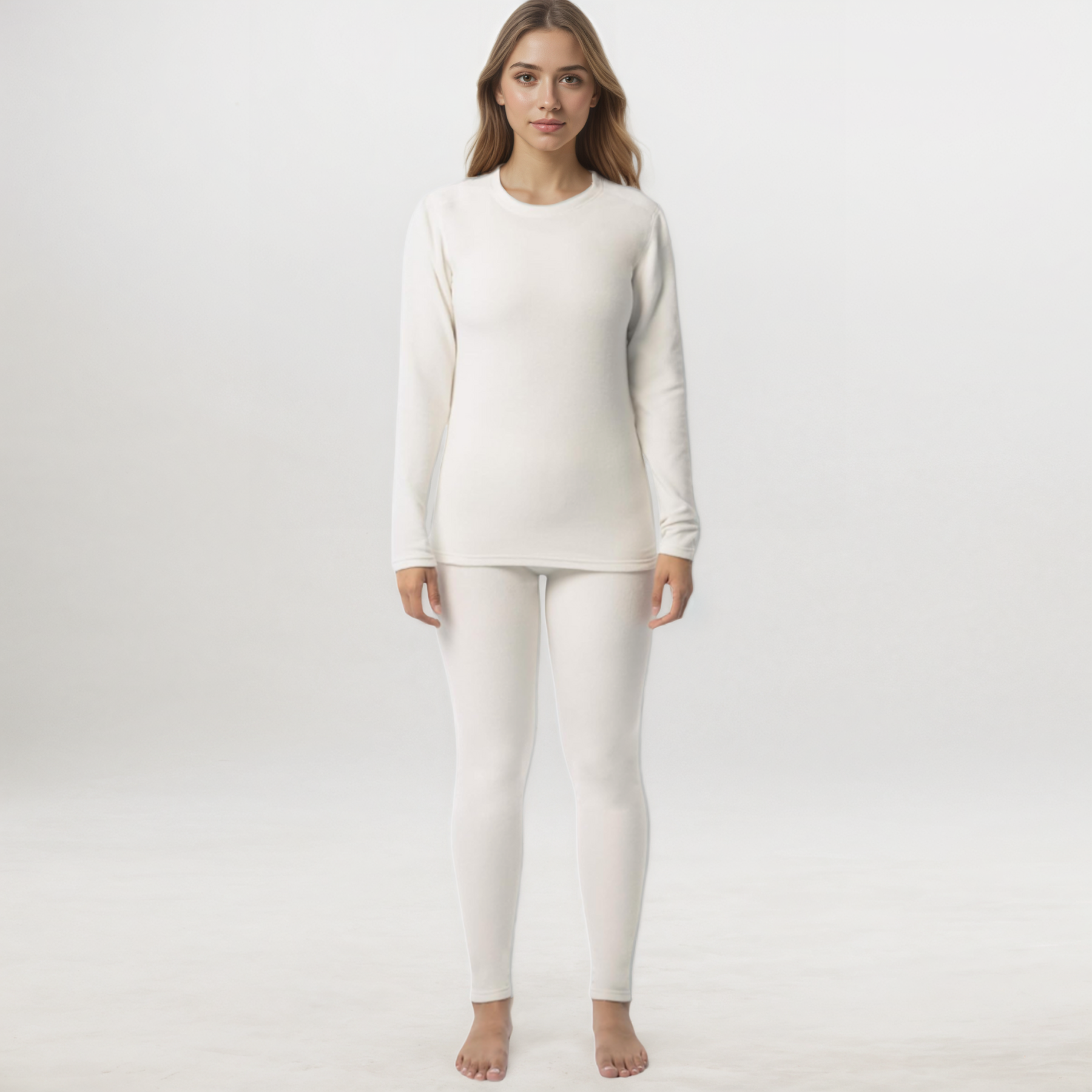 Women Fleece Lined Thermal Underwear Set Stretch Long Johns