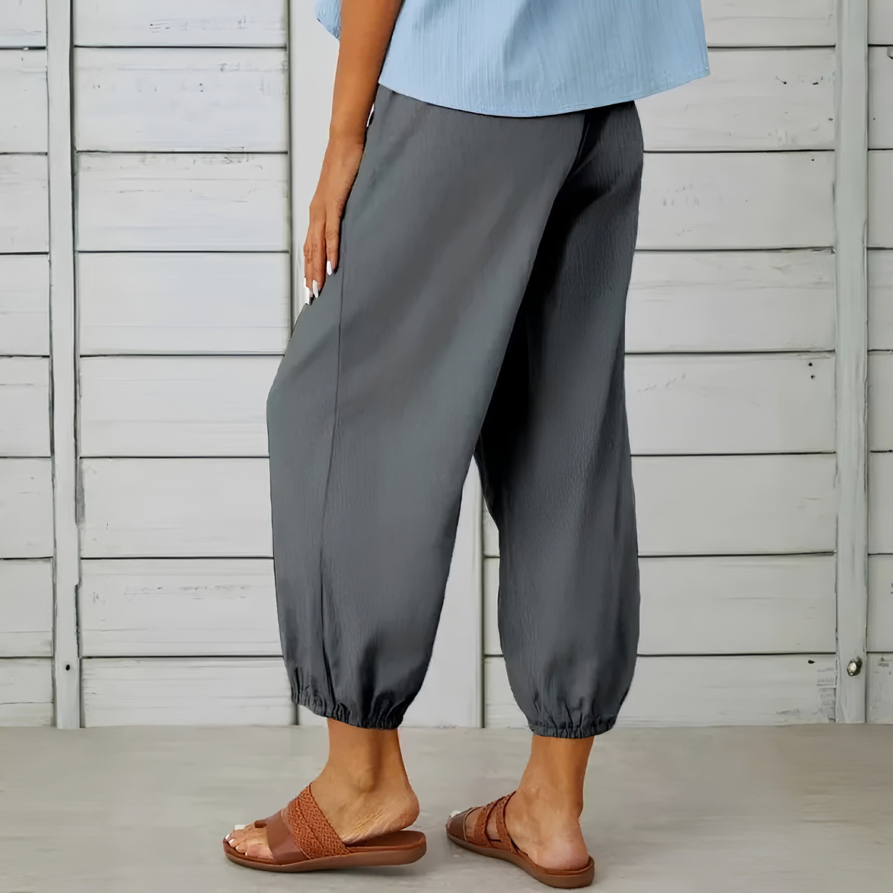 Casual Loose Drawstring Capri Pants For Women
