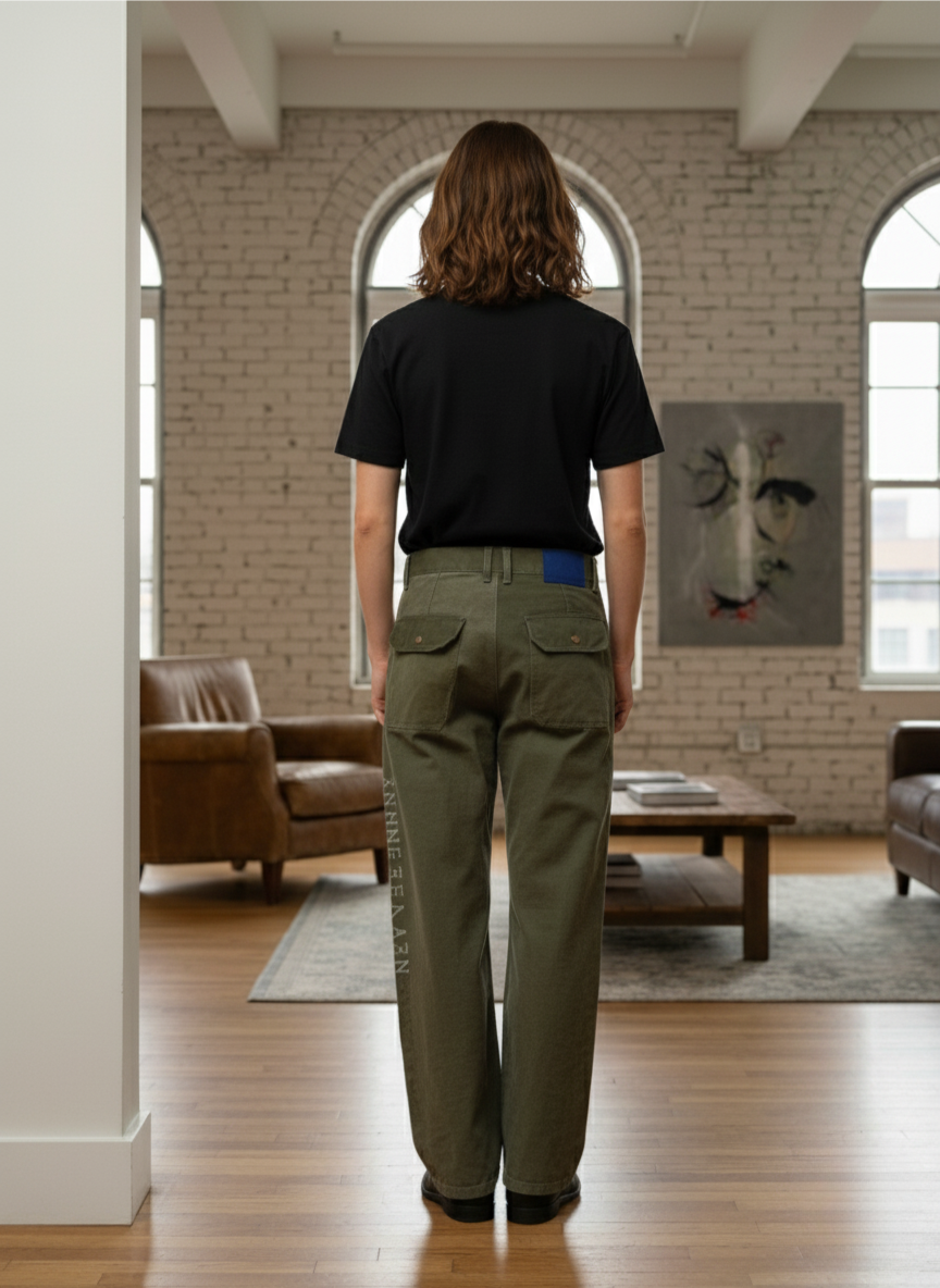 Men's Vintage Patchwork Cargo Pants – pocket detail close-up