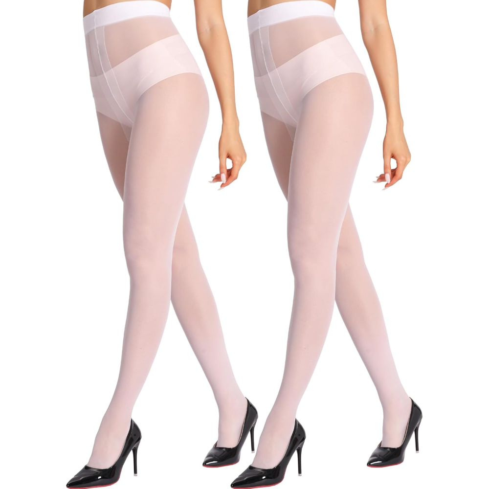 2 Pairs Of Sheer Tights For Women With Reinforced T Crotch And Control Top