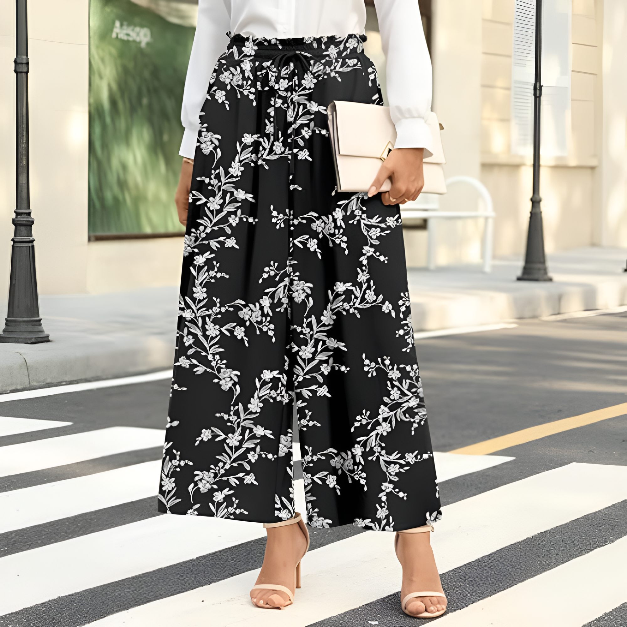 Casual Style Wide Fit Palazzo Pants With Pockets – pocket detail close-up