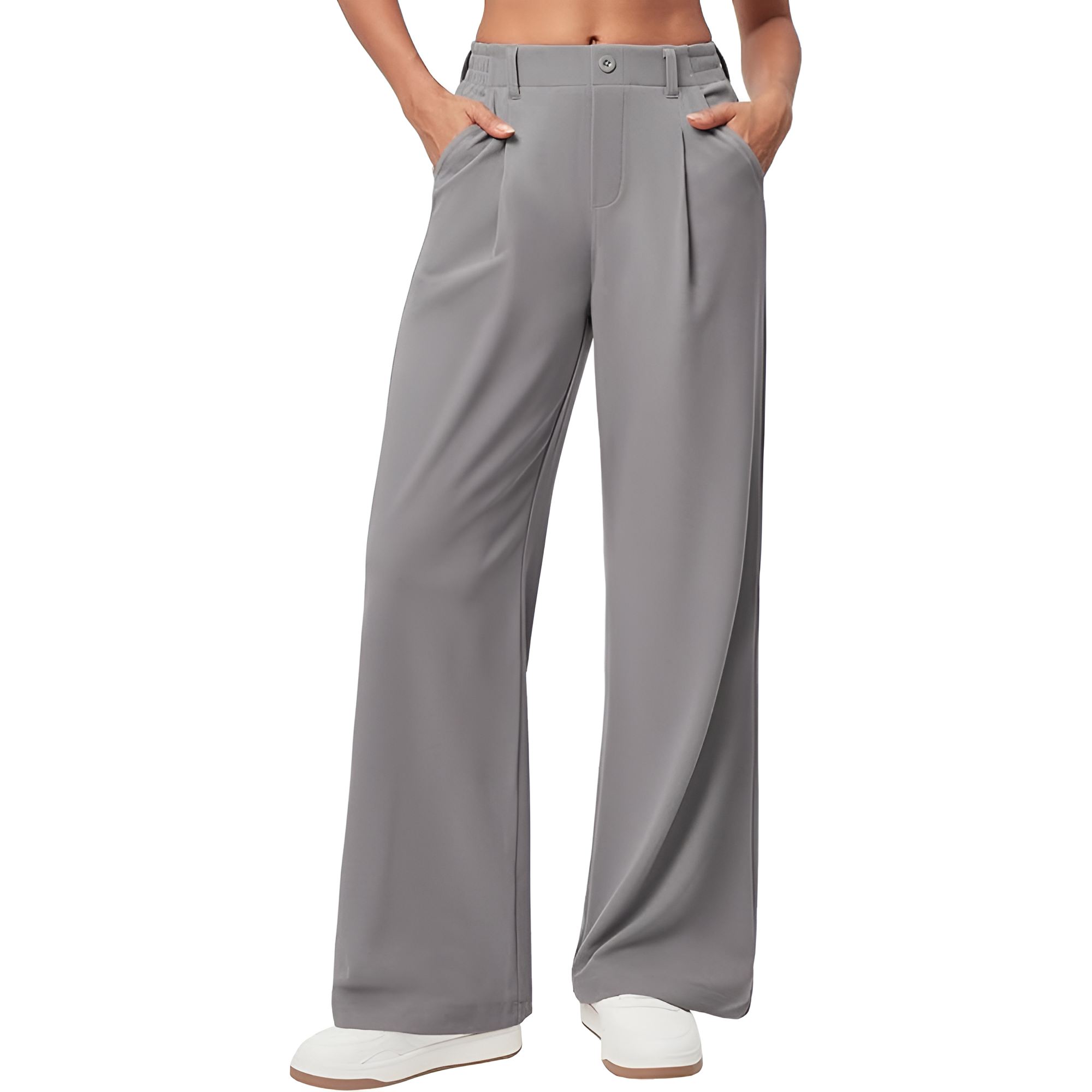 Casual And Comfortable Wide Fit Stretchy Work Pants For Women  – pocket detail close-up