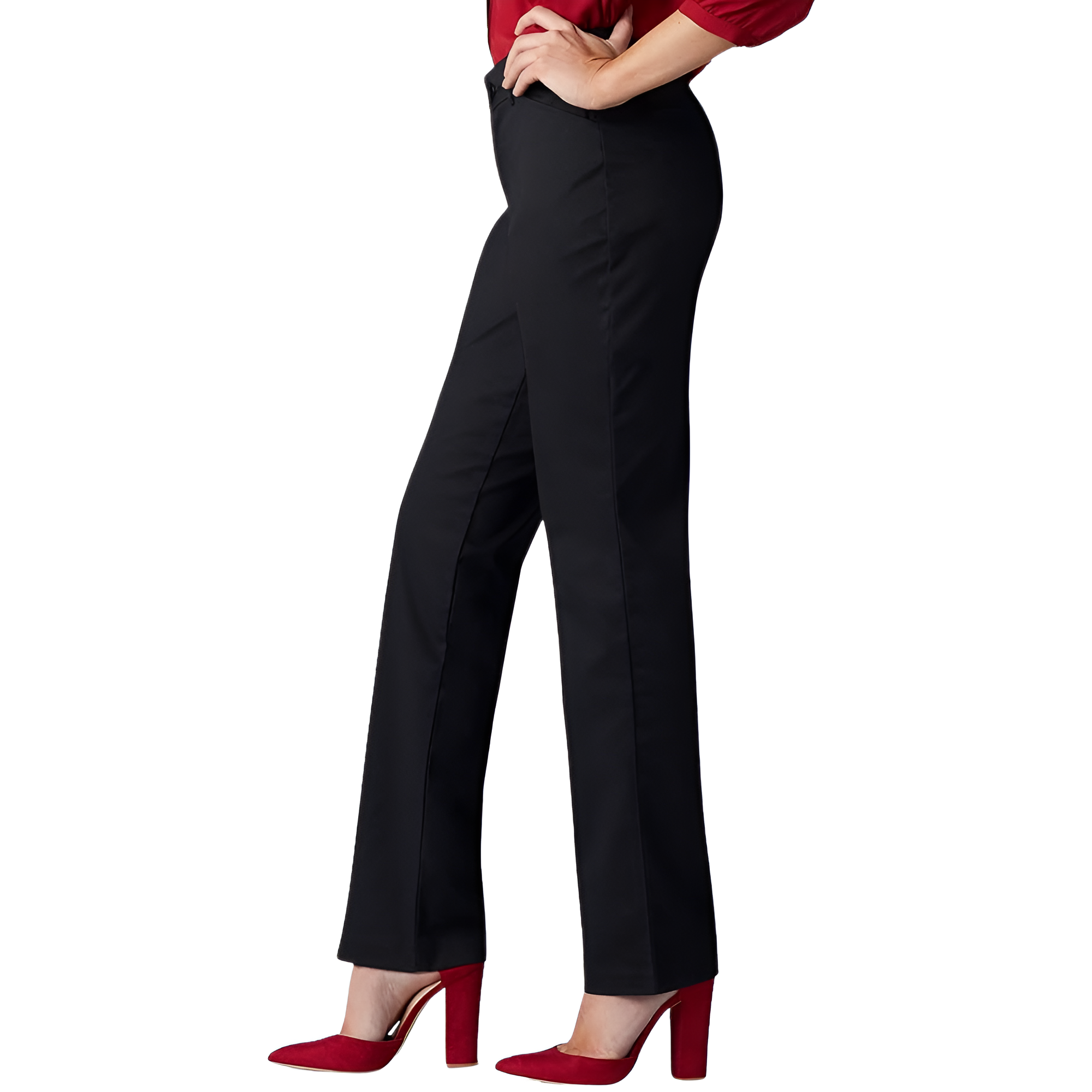 Comfortable Mid Rise Work Trousers For Women  – back view detail