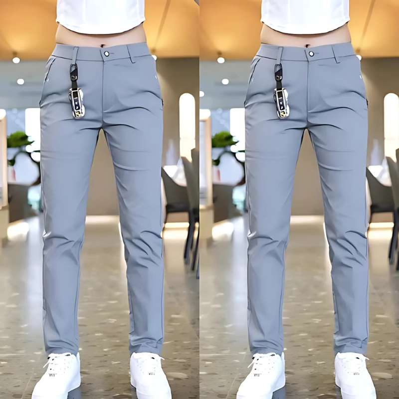 Women's 2 Pieces Straight Length Cargo Pants – side profile view