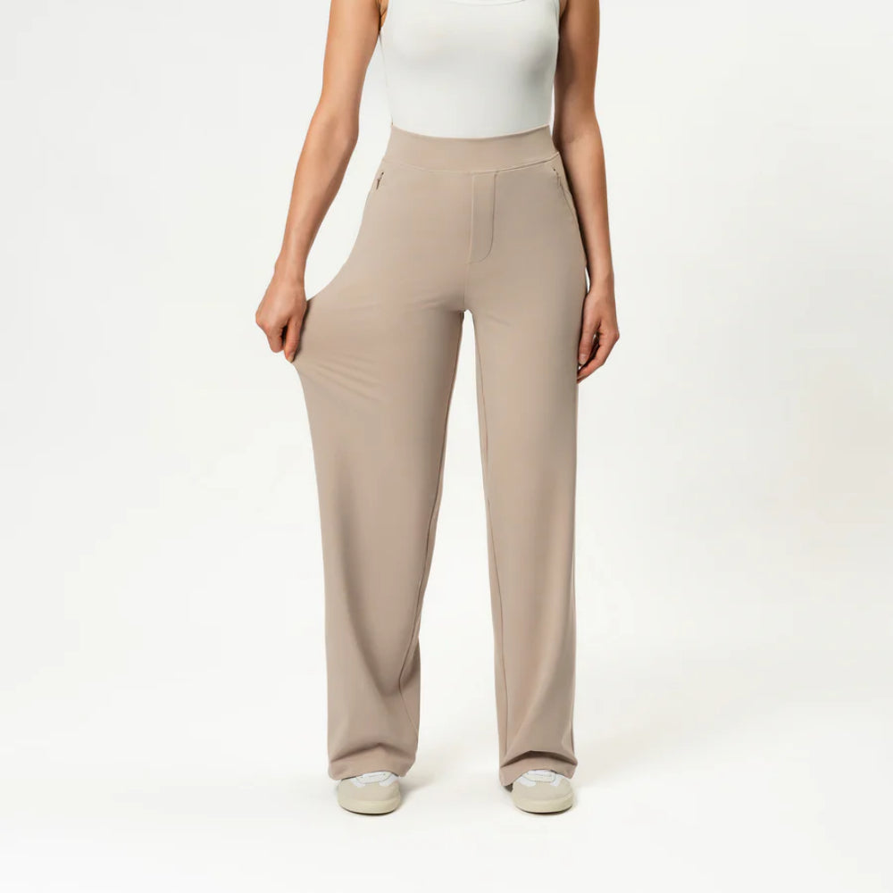 Solid Colored Straight Pants – side profile view