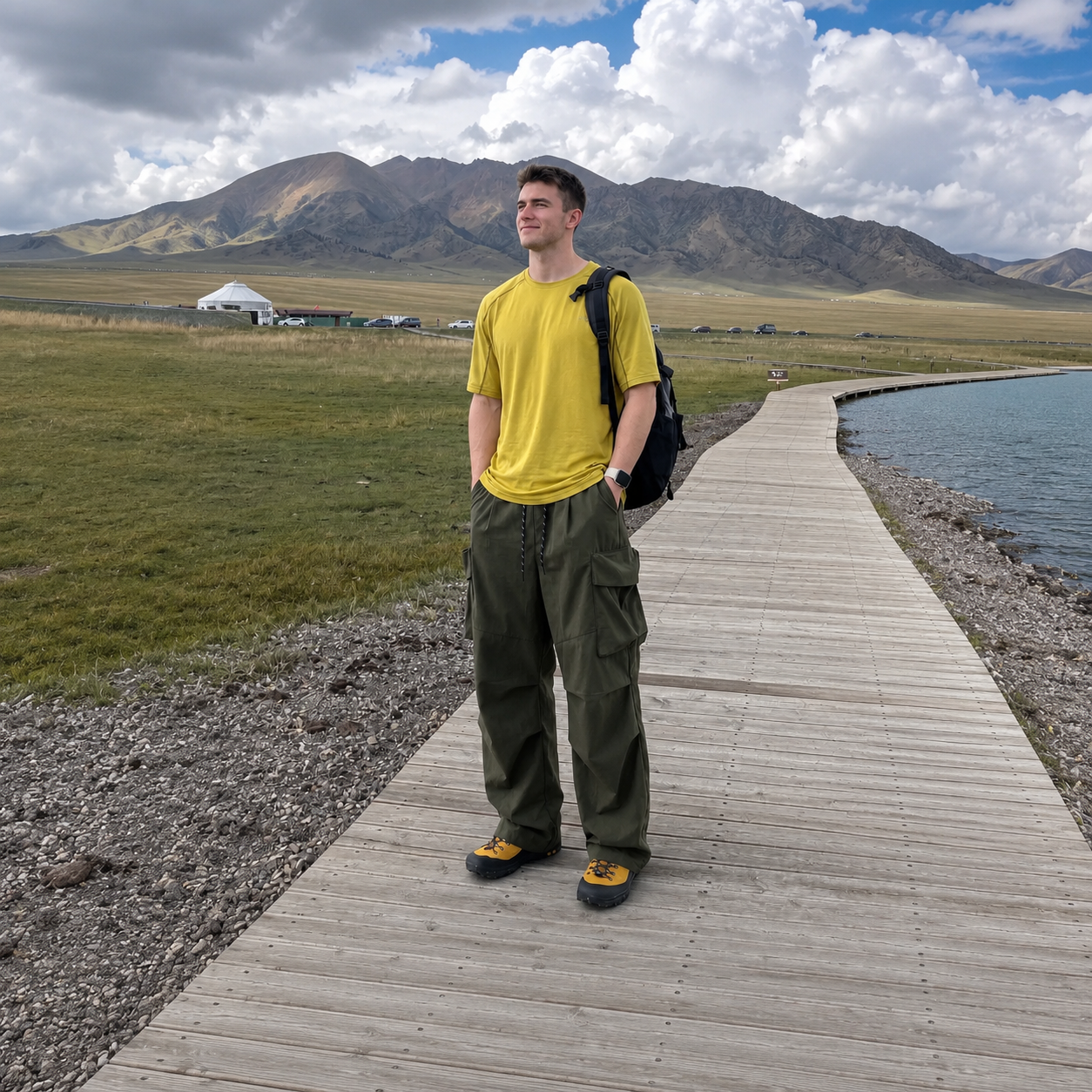 Lightweight Baggy Cargo Parachute Pants With Elastic Waist