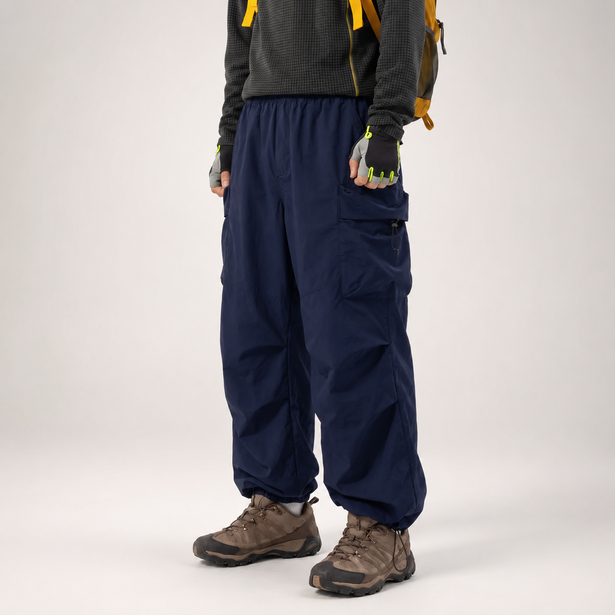 Lightweight Baggy Cargo Parachute Pants With Elastic Waist For Men