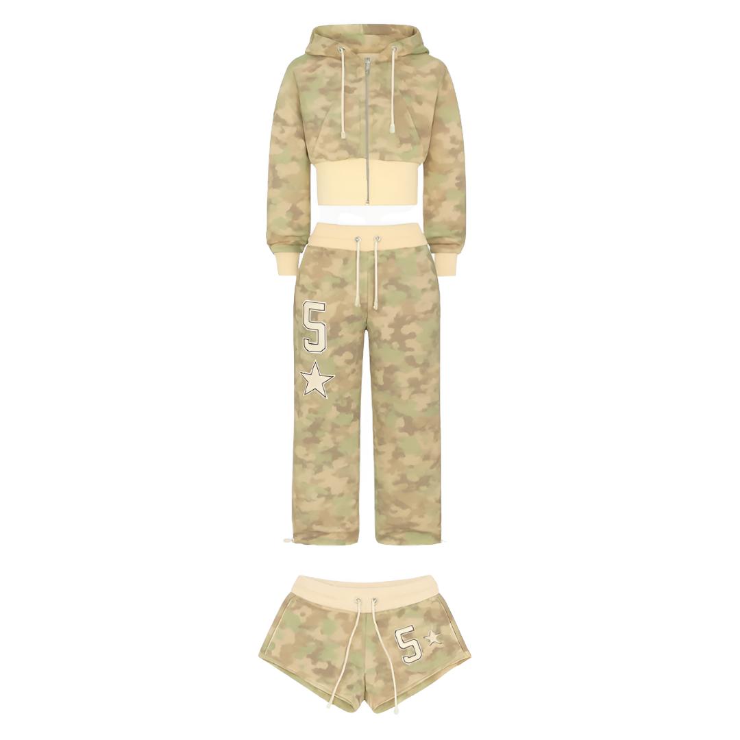 Women's Casual Camo Hoodie Outfit Set – styled outfit view