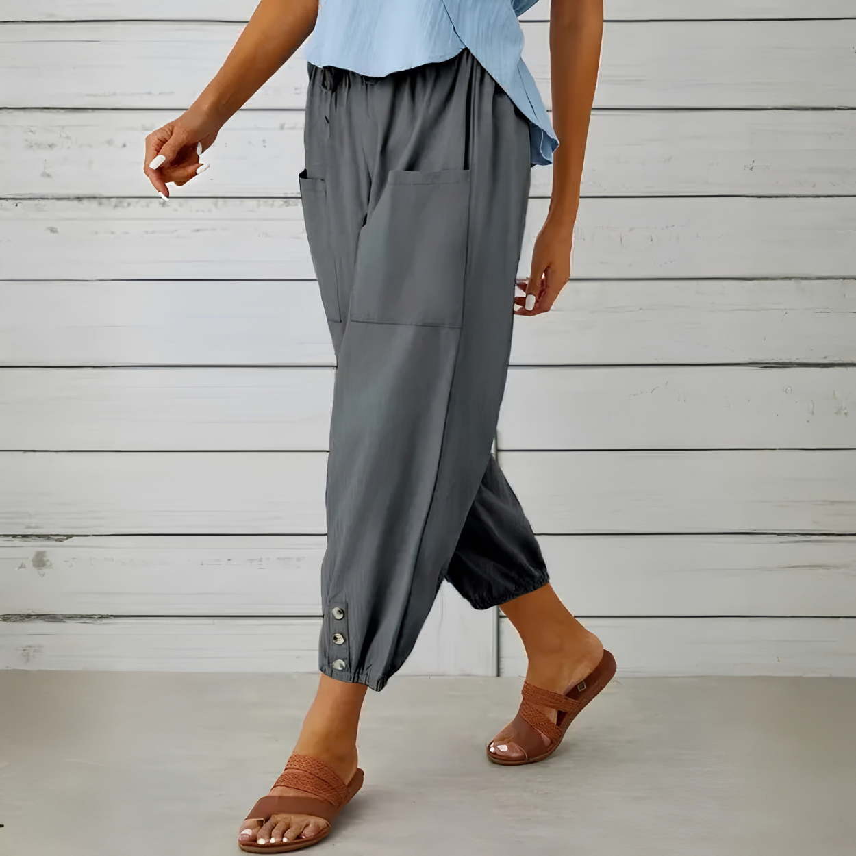 Casual Loose Drawstring Capri Pants For Women