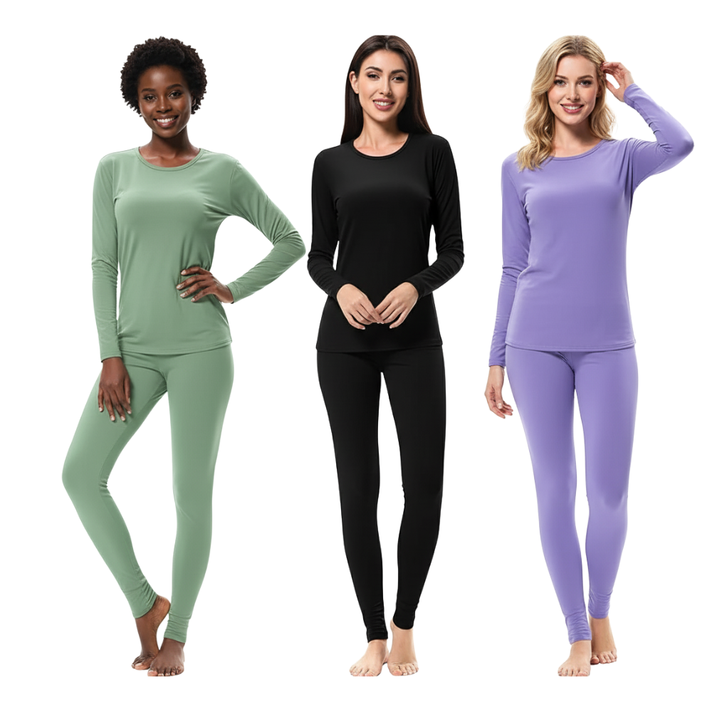 Pack Of 3 Thermal Underwear Fleece Lined Long Johns For Wome – back view detail
