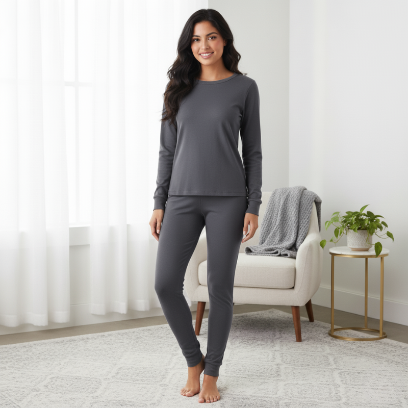 Women's Women Ultra Soft Thermal Long Set For Cold Weather - Stretch Com – pocket detail close-up