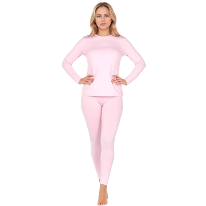 Women Thermal Fleece Lined Base Layer Underwear Pajama Set