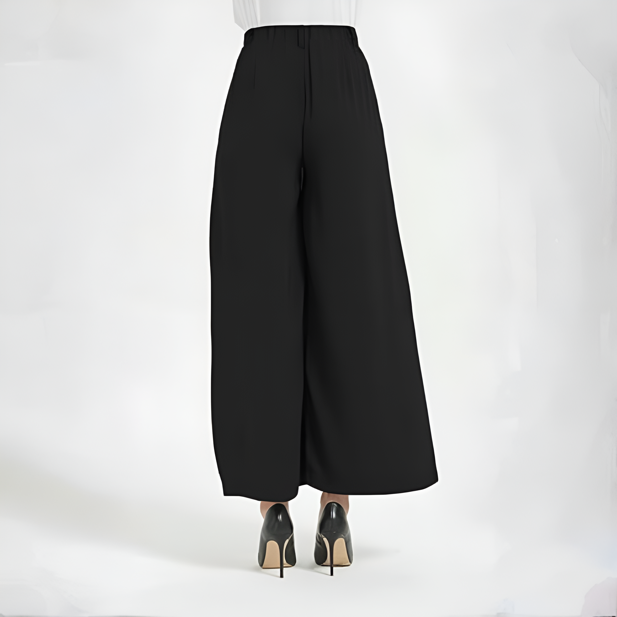 High Rise Wide Fit Casual Long Palazzo Pants For Women  – side profile view