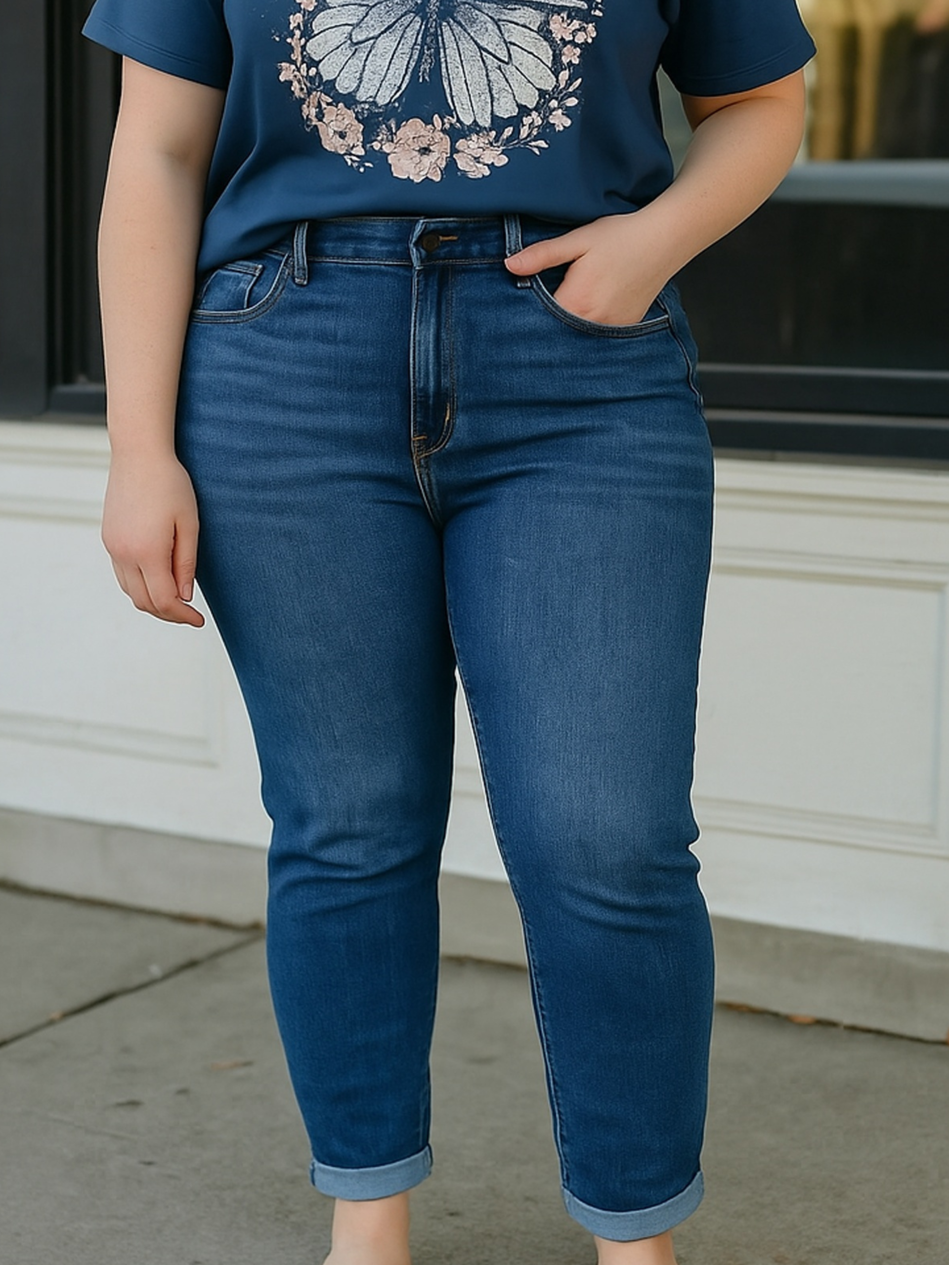 High Rise Shaping Jeans – styled outfit view