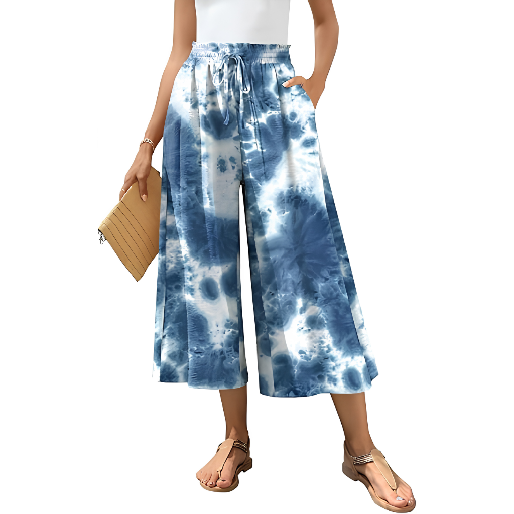 Casual Wide Capri Palazzo Pants With Pockets For Women