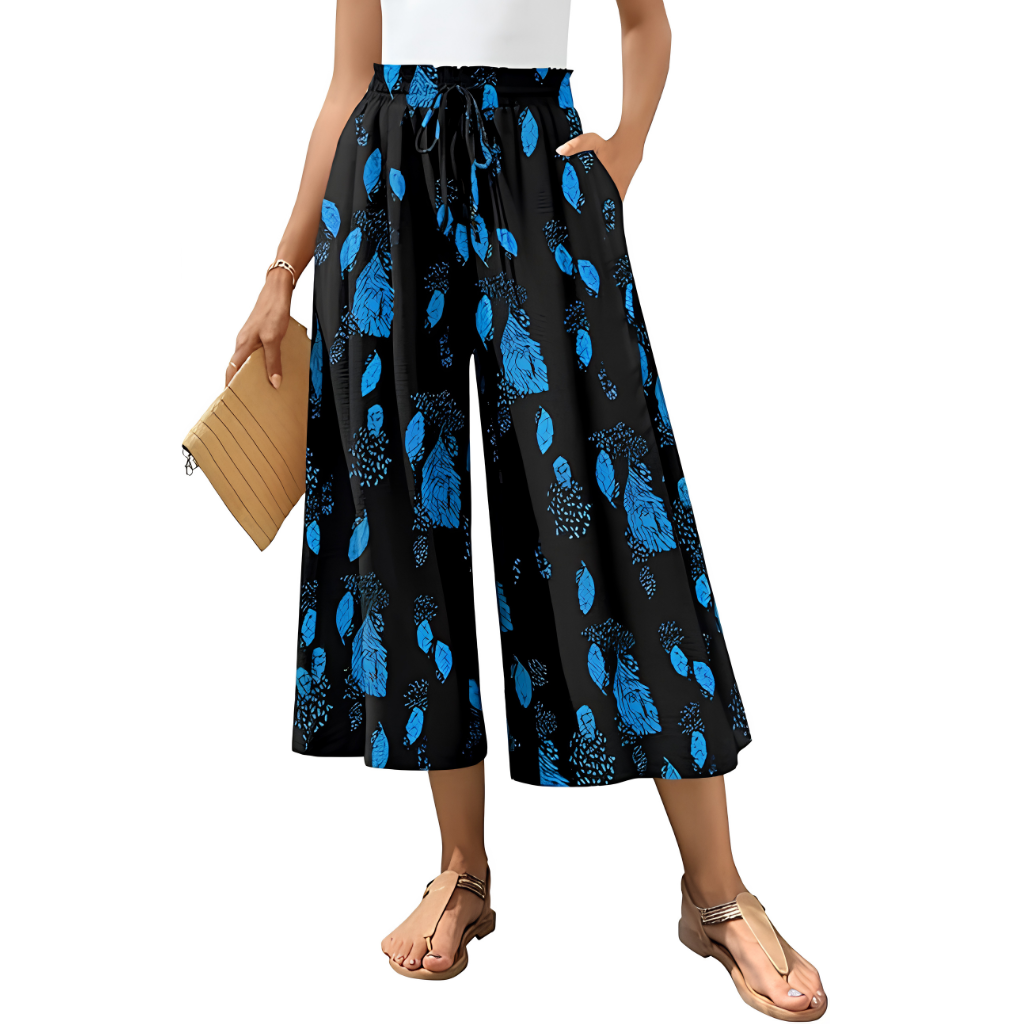 Casual Wide Capri Palazzo Pants With Pockets For Women