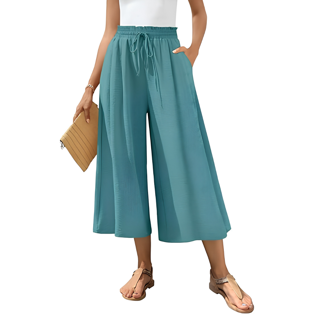 Casual Wide Capri Palazzo Pants With Pockets For Women