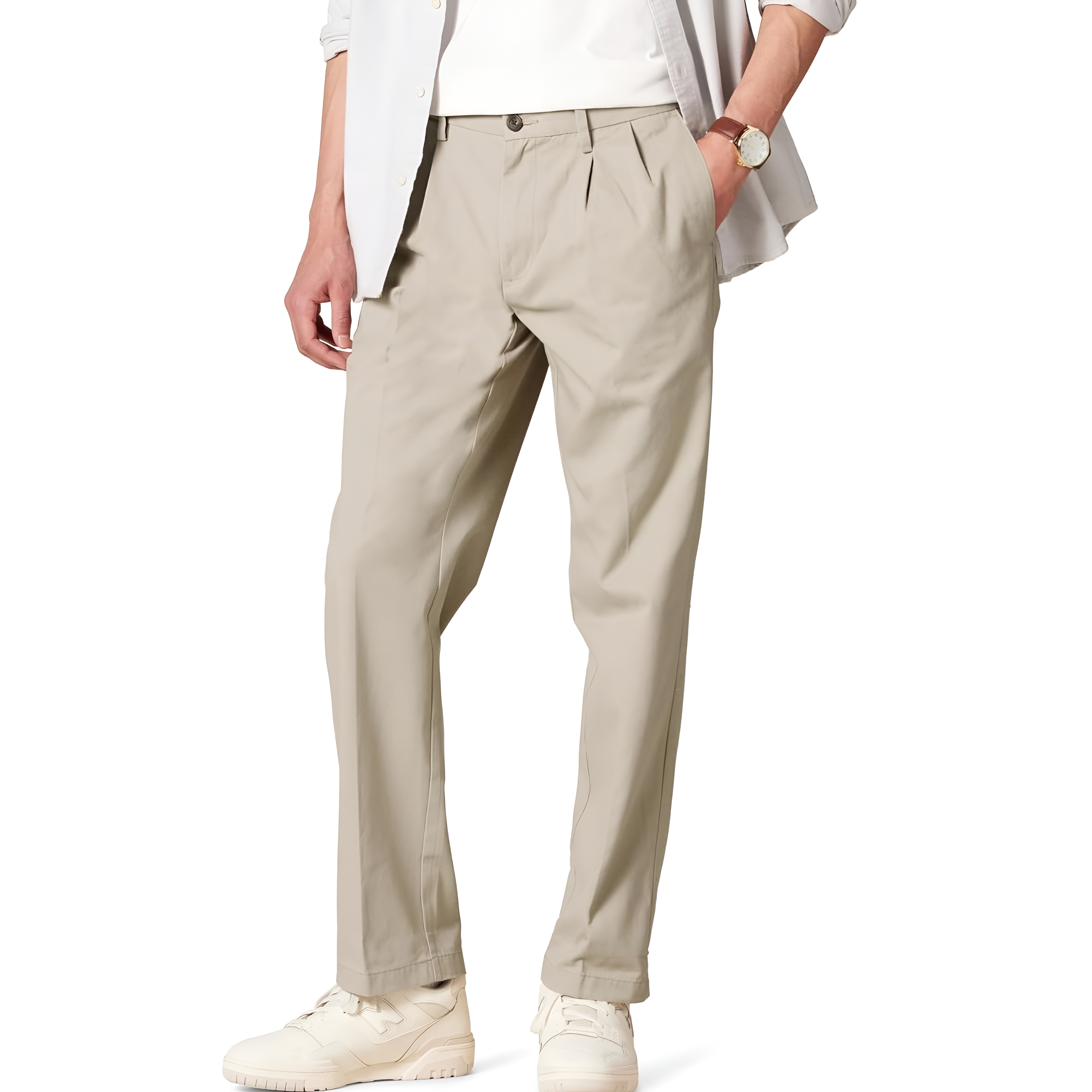Pleated Style Straight Fit Chino Pants For Men – women's cargo pants front view