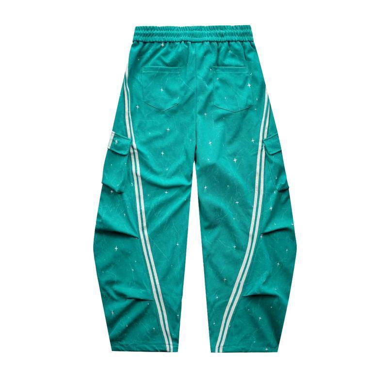 Loose Fit Street Cargo Pants Women Plus Size Teal Green Wide Leg Drawstring Joggers