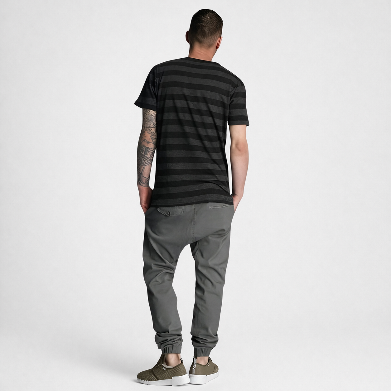 Twill Jogger Pants With Stretch Comfort And Ribbed Hem For Men – full length outfit view