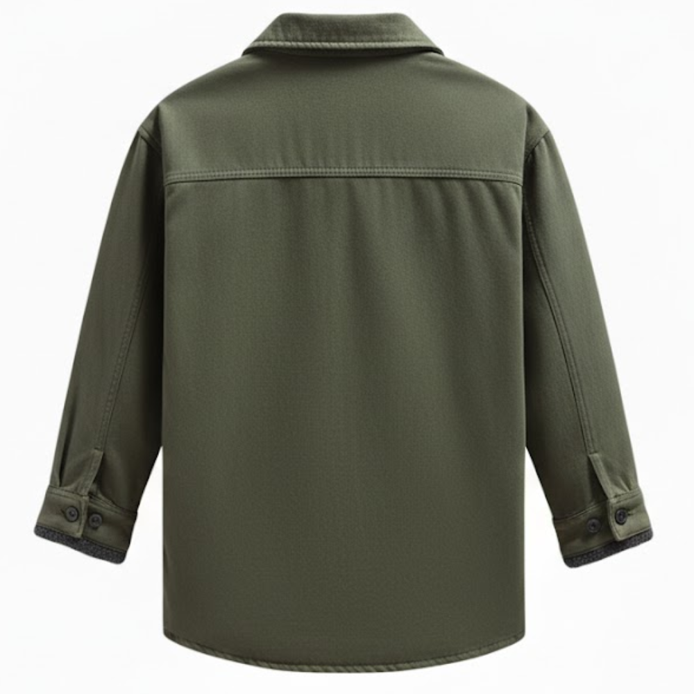 Fleece Lined Button Up Shirt Jacket with Front Pockets for Men