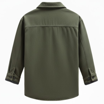 Fleece Lined Button Up Shirt Jacket with Front Pockets for Men