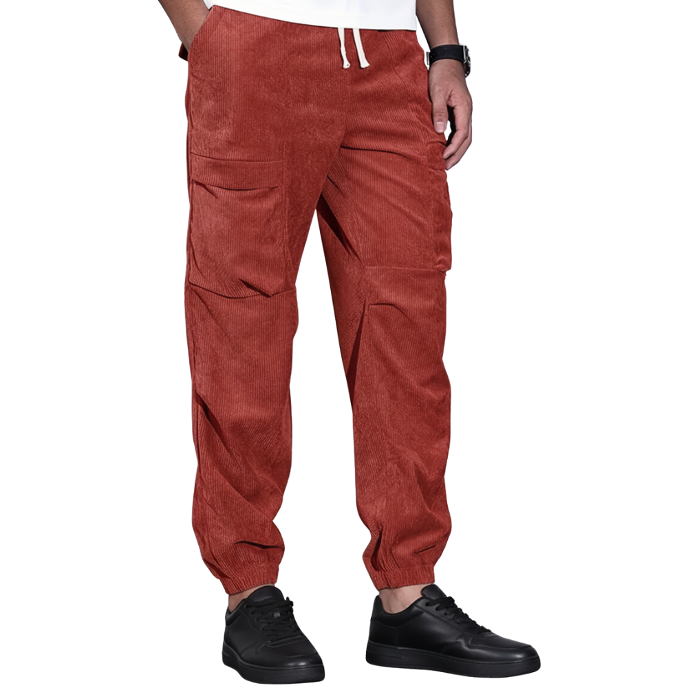Modern Corduroy Cargo Pants For Men – full length outfit view
