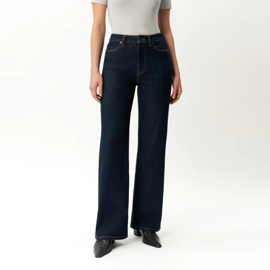 Women's High Rise Wide Denim Jeans – model wearing view