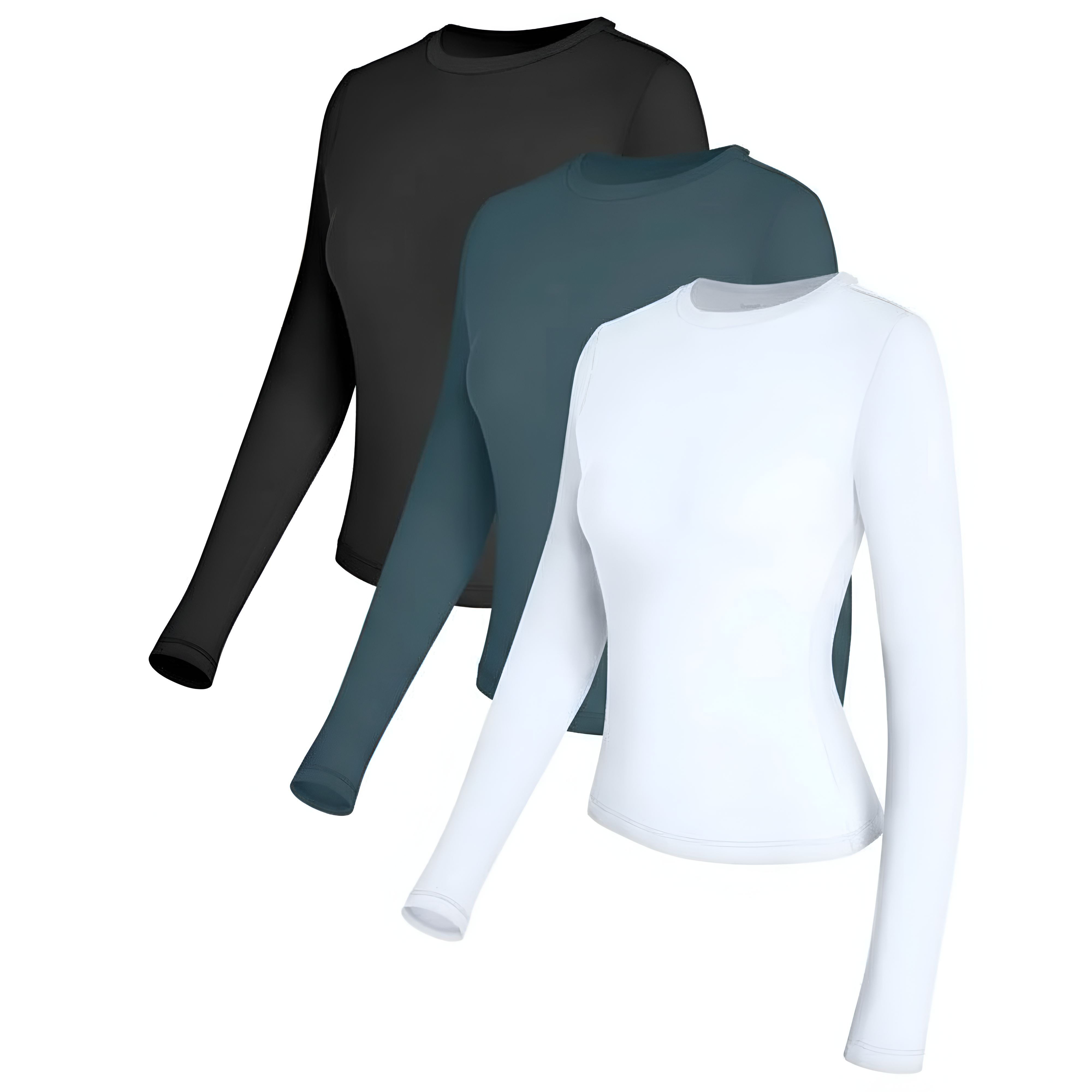 Set Of 3 Slim Fit Long Sleeve Top For Women – side profile view